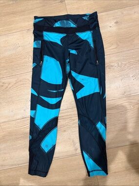 lululemon athletica Black and Bright Blue Abstract Print Leggings
